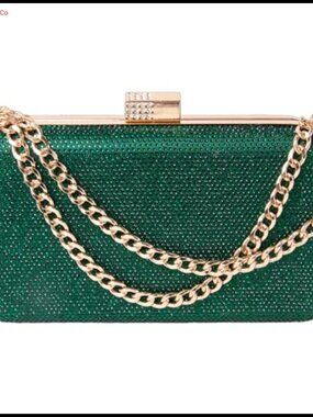 Rhinestone Satin Evening Clutch Sparkly Formal Handbag with Detachable Chain